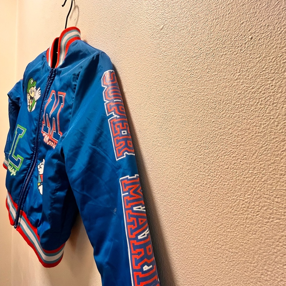 Super Mario Brand Mario Bros Children’s Bomber Style Jacket, Size 5-6, Blue - Picture 6 of 7